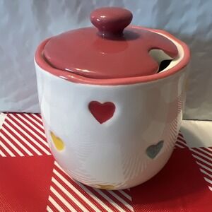 Rainbow Hearts Sugar Bowl with Lid, Lang by design group, Cottagecore, Hearts